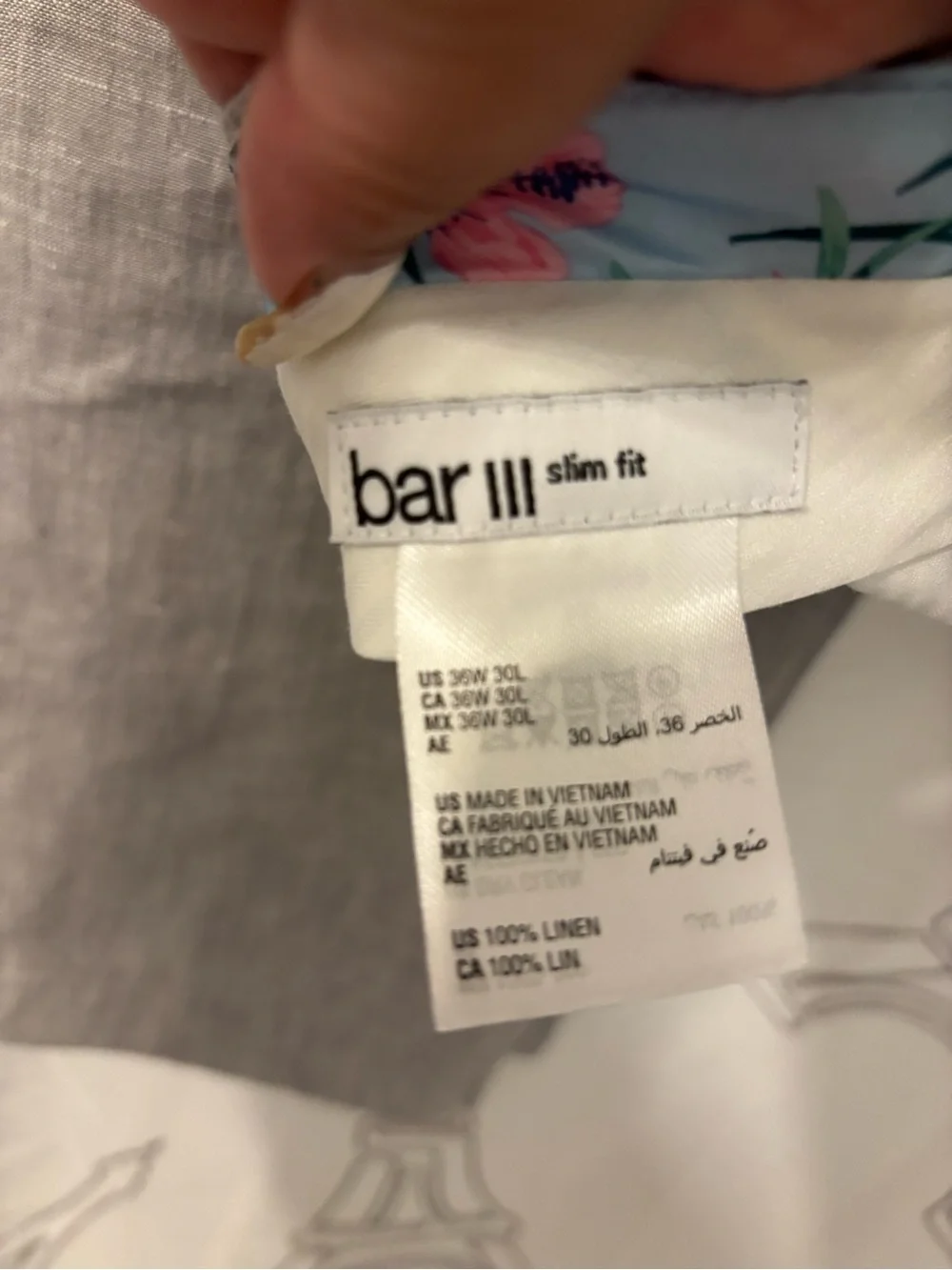 Bar III Light Gray Linen-Blend Dress Pants